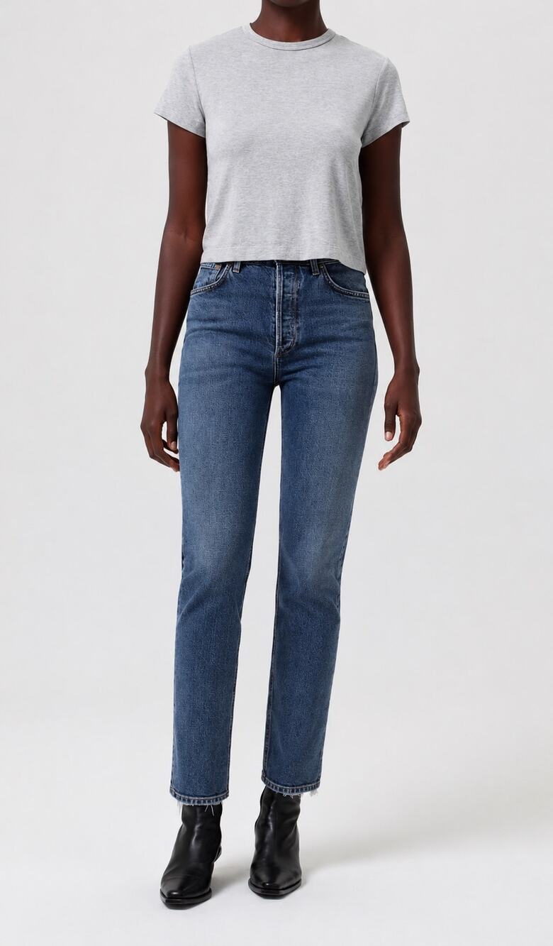 AGOLDE Riley Long High Rise Straight Leg Jeans Cypher Blue Size 27